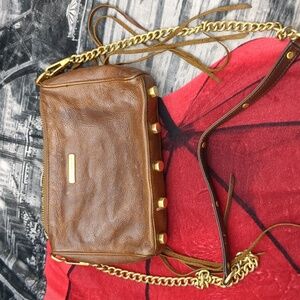 Rebecca Minkoff brown leather and gold bag